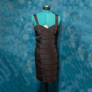 Vintage Chetta B Sherrie Bloom Black Silk Bandage Cocktail Dress Size 6